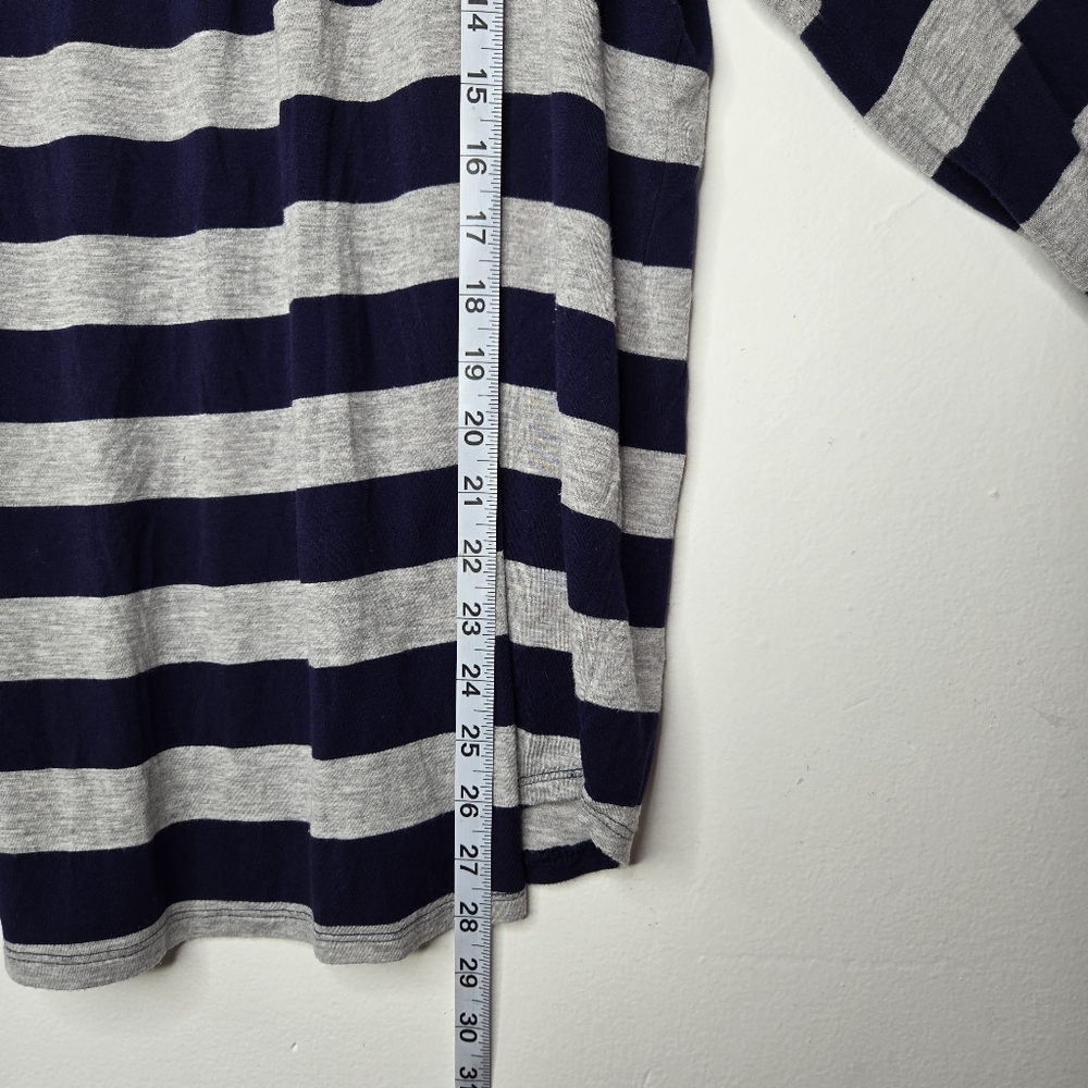 Lane Bryant Jersey Blouse Size 18/20 Blue Gray Striped Balloon Sleeve Light - Picture 7 of 12